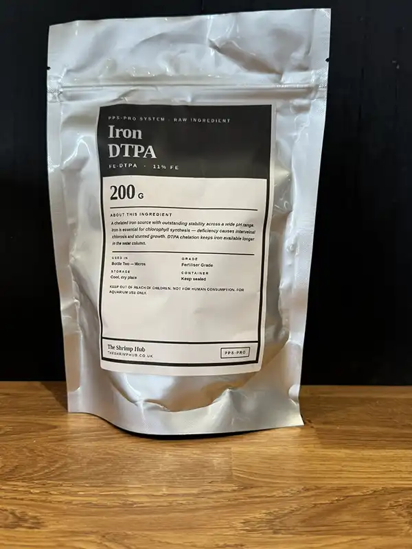 Iron DTPA 11% chelated iron aquarium plant fertiliser — 50g and 200g for planted tanks