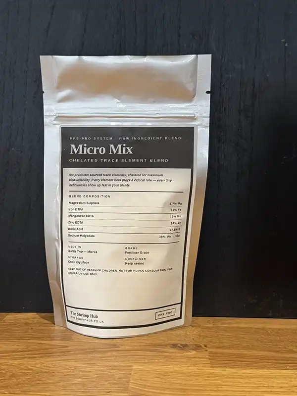 Copper-free Micro Mix aquarium plant fertiliser — shrimp safe trace elements for planted tanks